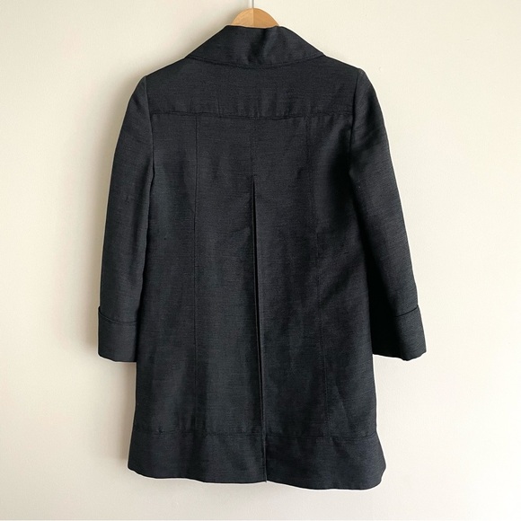 Burberry London Cotton Linen Double Breasted A-Line Peacoat Charcoal Gray - Picture 2 of 12